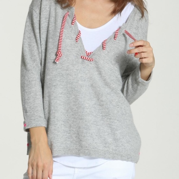 LABEL + Thread 100% Cashmere Henley Style Tie Sweater M Relaxed slouchy boxy - Picture 3 of 14